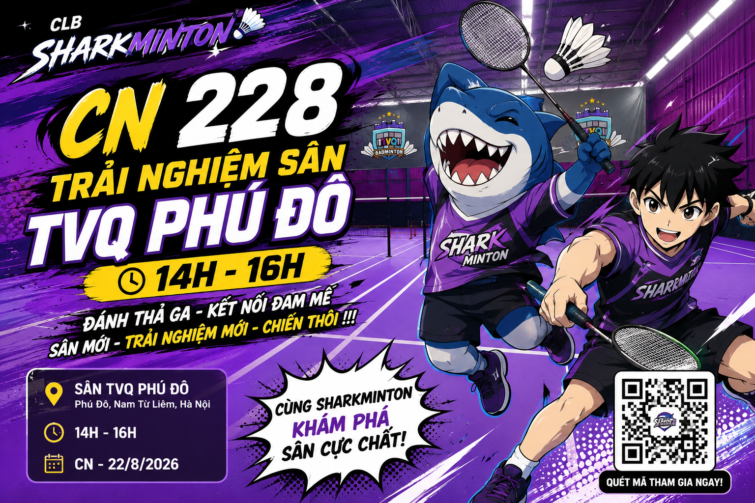 SHARKMINTON TRẢI NGHIỆM TVQ PHÚ ĐÔ